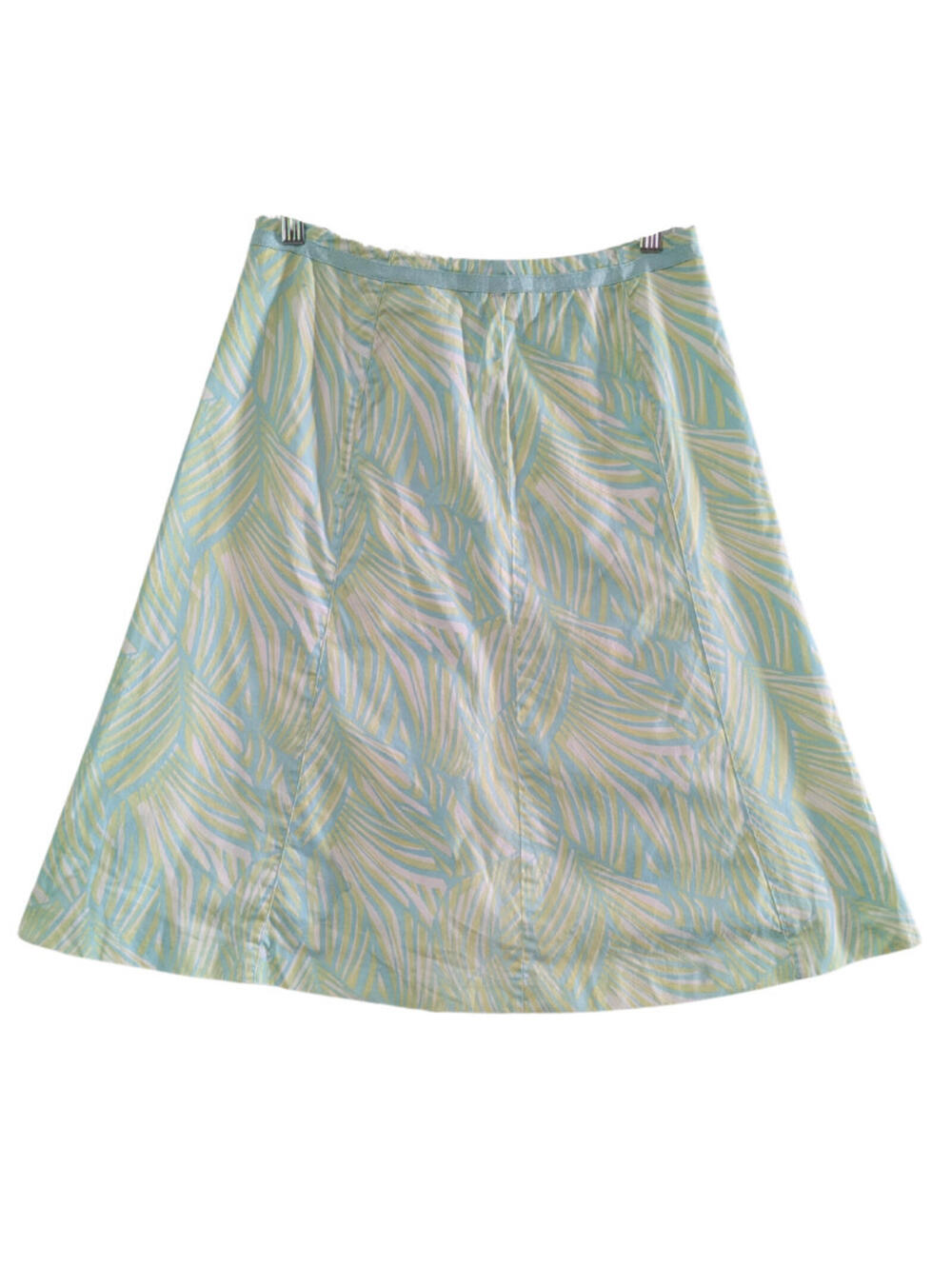 Talbots Women's A-Line Skirt, Knee Length, Cotton, Green Blue White, Size 2, Zip